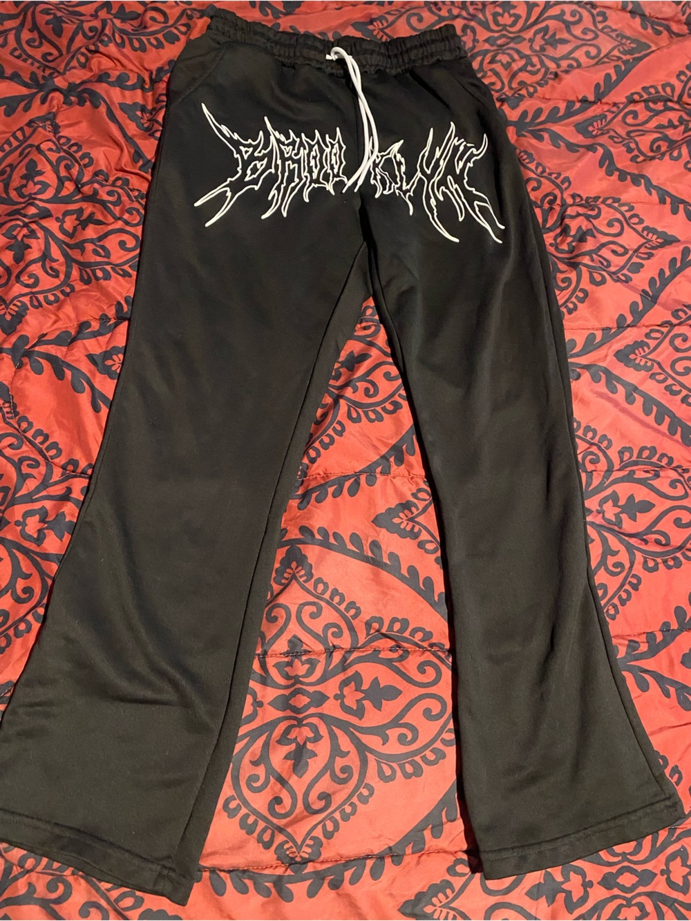 NFINITY Black Drawstring Lounge Pants with White Tag Logo